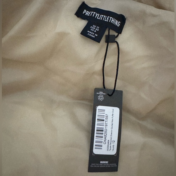 TAUPE CHEVRON QUILTED MAXI PUFFER COAT - Picture 5 of 5